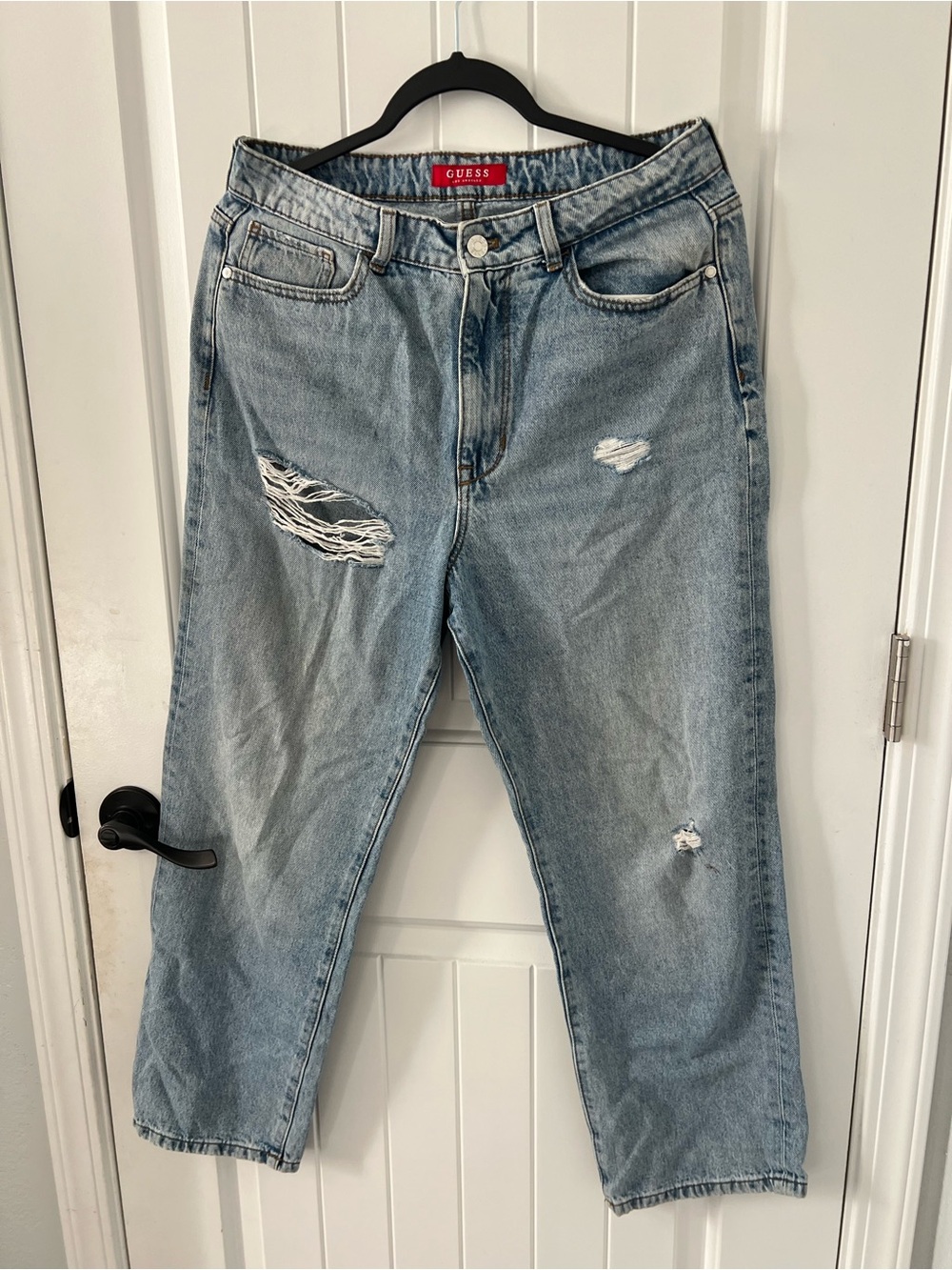 GUESS Women's Light Blue Ripped Boyfriend Jeans